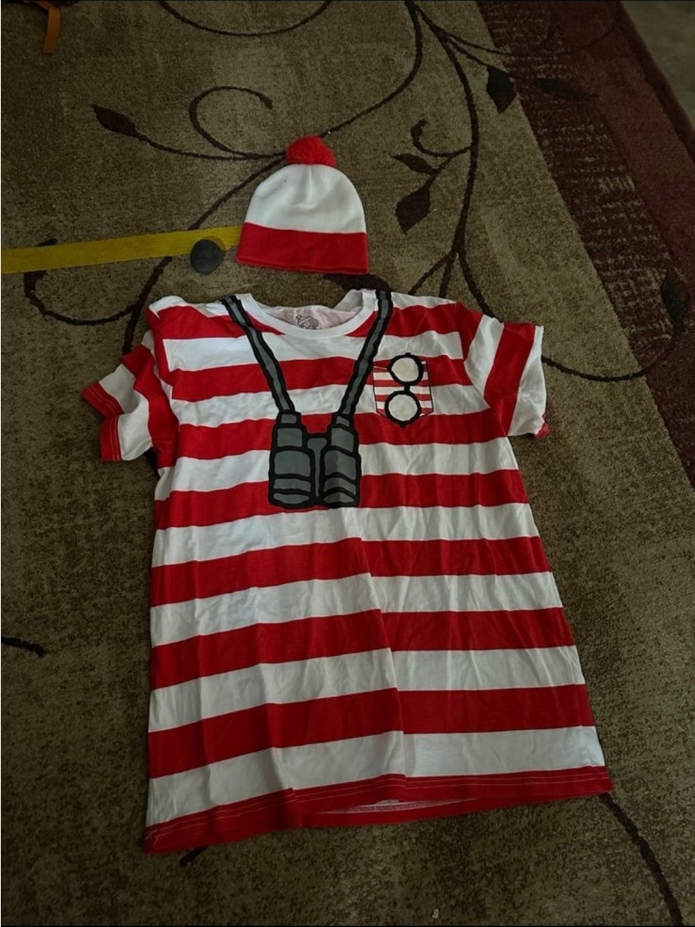 Where’s Waldo Red & White Striped Costume Tee with Pom-Pom Hat
